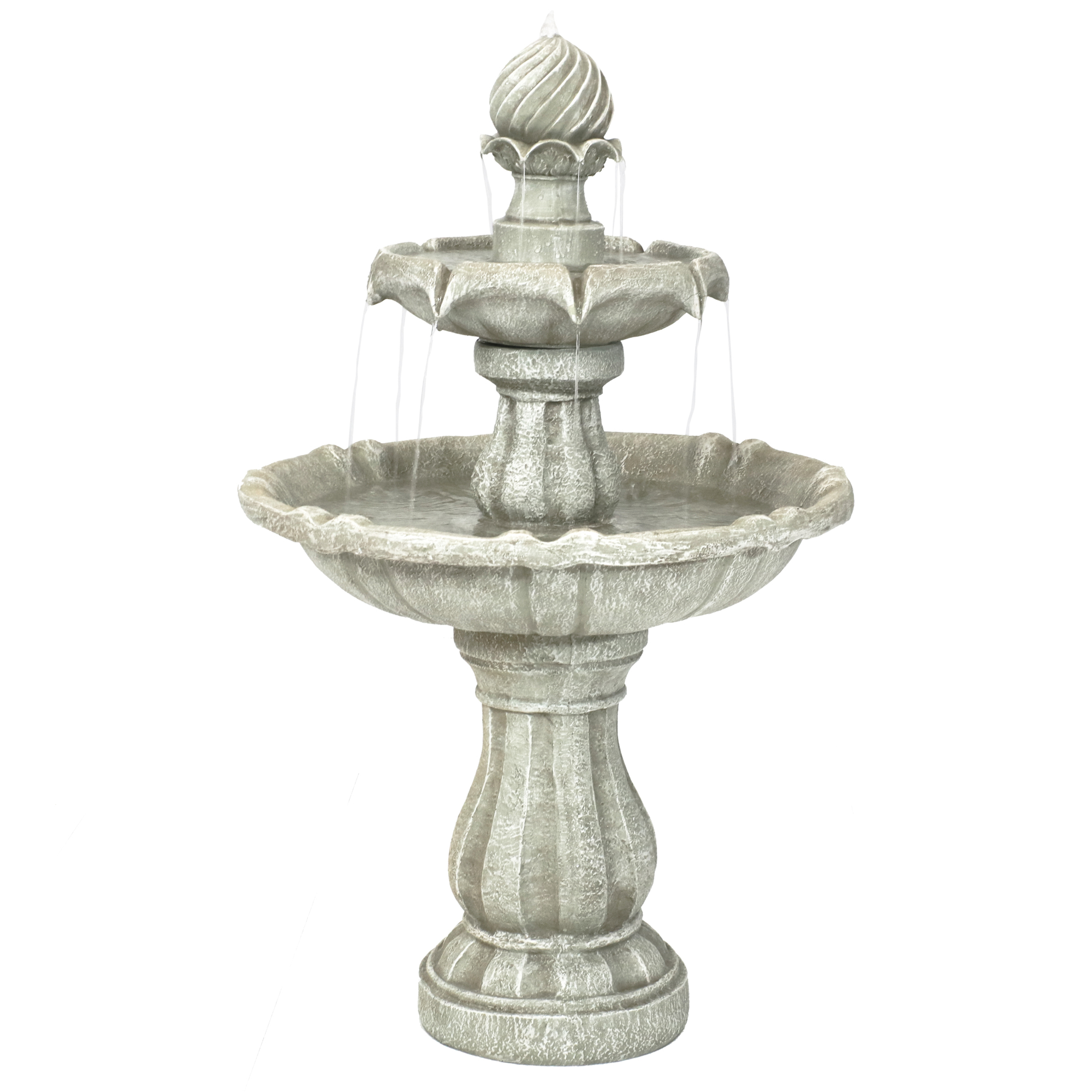 Sunnydaze Decor, 2-Tier Solar Powered Water Fountain - 35in. - White, Model# AMP-F802WHT
